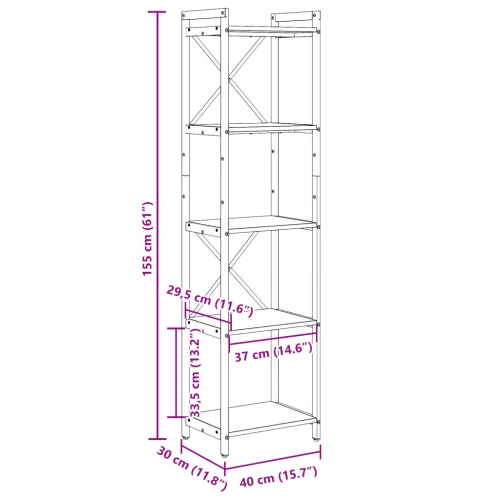  Könyvszekrény Régi fa 40 x 30 x 153 cm Faanyag