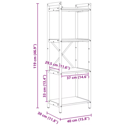  Könyvszekrény Régi fa 40 x 30 x 118 cm Szilárd Fa