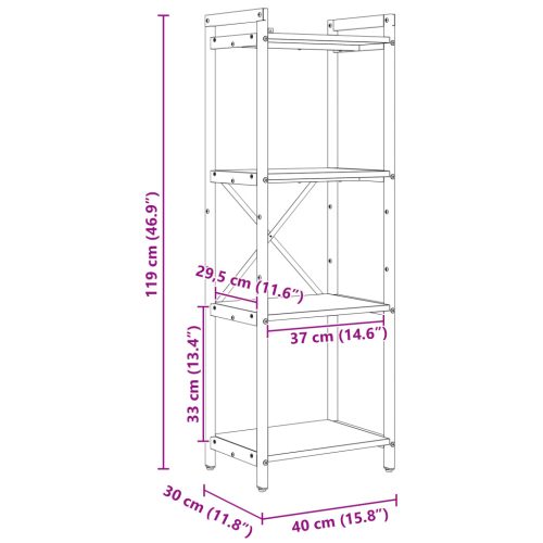  Könyvszekrény kézműves tölgy 40 x 30 x 118 cm Fa és Acél