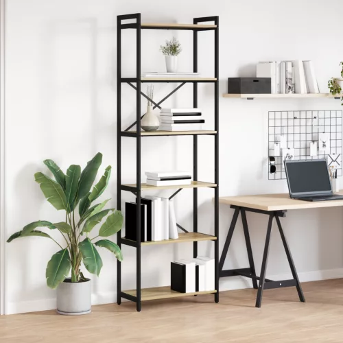  Könyvszekrény sonoma tölgy 60 x 30 x 188 cm MDF és Acél