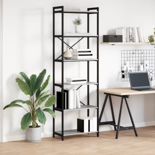  Könyvszekrény Szürke sonoma 60 x 30 x 188 cm Fa és acél