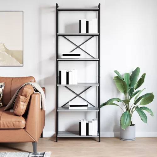  Könyvszekrény Szürke sonoma 60 x 30 x 188 cm Fa és acél