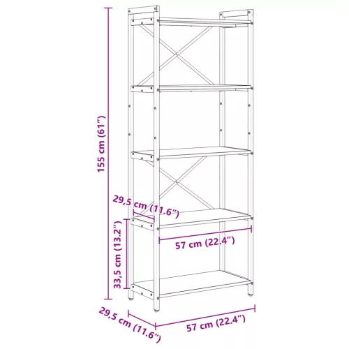  Könyvszekrény sonoma tölgy 60 x 30 x 153 cm Faanyag