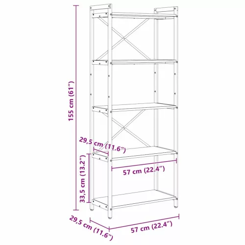  Könyvszekrény Füstölt tölgy 60 x 30 x 153 cm Faanyag