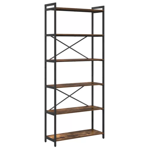  Könyvszekrény Füstölt tölgy 80 x 30 x 188 cm Fa és Acél