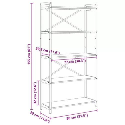  Könyvszekrény Füstölt tölgy 80 x 30 x 153 cm Faanyag