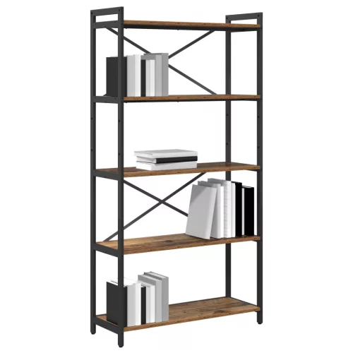  Könyvszekrény Régi fa 80 x 30 x 153 cm Fa és acél