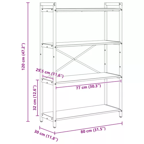  Könyvszekrény Füstölt tölgy 80 x 30 x 118 cm Fa