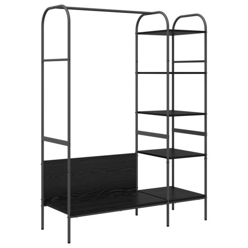  Ruhafogas polcokkal Fekete tölgy 120x44x160 cm Faforgács