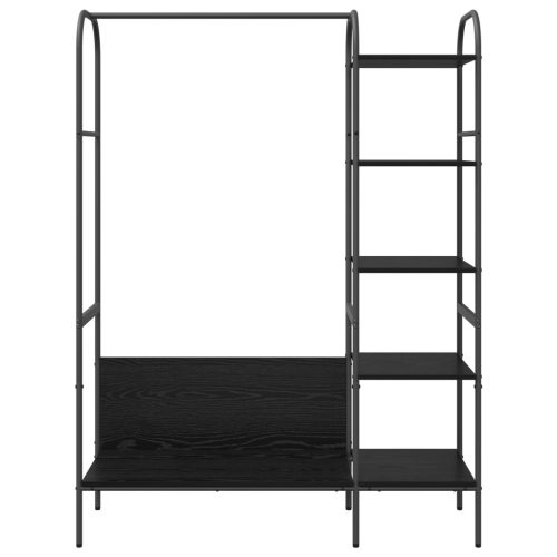  Ruhafogas polcokkal Fekete tölgy 120x44x160 cm Faforgács