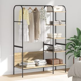    Ruhaszárító Polcokkal Sonoma tölgy 120x44x160 cm Műanyagfa