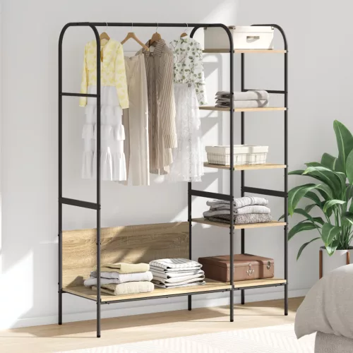  Ruhaszárító Polcokkal Sonoma tölgy 120x44x160 cm Műanyagfa