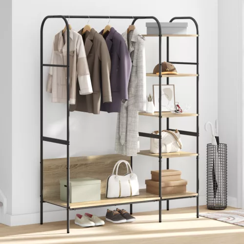  Ruhaszárító Polcokkal Sonoma tölgy 120x44x160 cm Műanyagfa