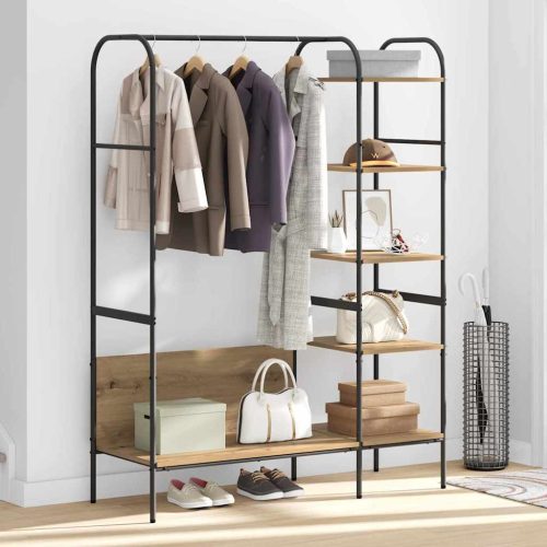  Ruhafogó polcokkal tárolóval Bézs 120 x 44 x 160 cm Faanyag