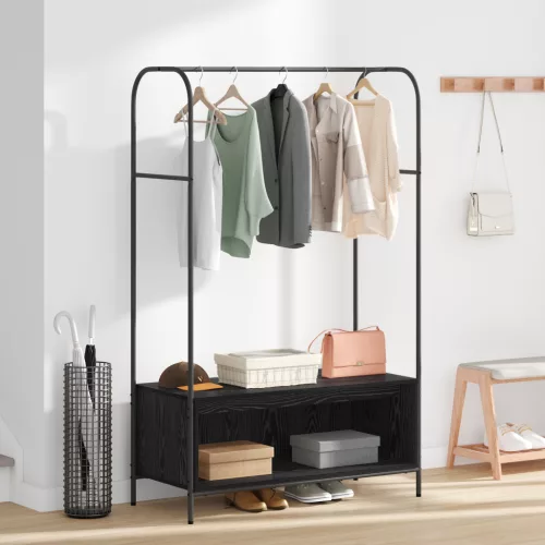  Ruhatartó polcokkal fekete tölgy 100x44x160 cm