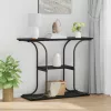  Konzolasztal polcokkal tárolóval Musta tammi 101 x 35 x 80.5 cm Faanyag
