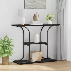    Konzolasztal polcokkal tárolóval Musta tammi 101 x 35 x 80.5 cm Faanyag