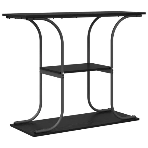  Konzolasztal polcokkal tárolóval Musta tammi 101 x 35 x 80.5 cm Faanyag