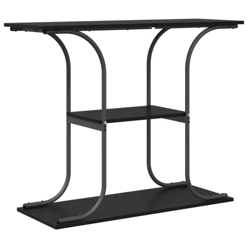  Konzolasztal polcokkal tárolóval Musta tammi 101 x 35 x 80.5 cm Faanyag