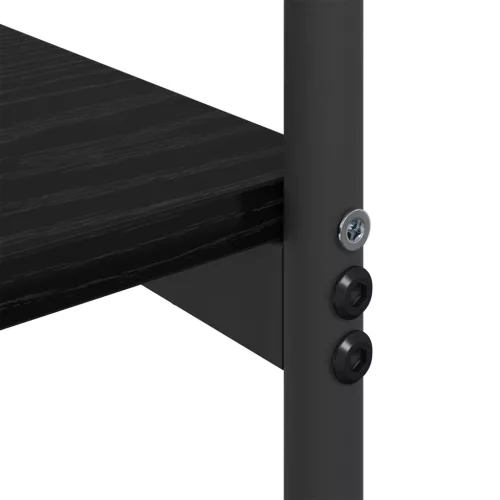  Konzolasztal polcokkal tárolóval Musta tammi 101 x 35 x 80.5 cm Faanyag