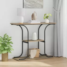    Konzolasztal polcokkal tárolóval sonoma tölgy 101 x 35 x 80.5 cm Faanyag