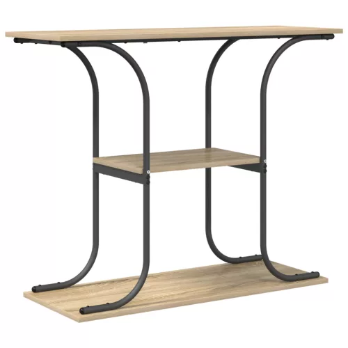  Konzolasztal polcokkal tárolóval sonoma tölgy 101 x 35 x 80.5 cm Faanyag