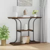  Konzolasztal polcokkal tárolóval Füstölt tölgy 101 x 35 x 80.5 cm Faanyag
