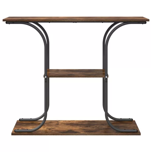  Konzolasztal polcokkal tárolóval Füstölt tölgy 101 x 35 x 80.5 cm Faanyag