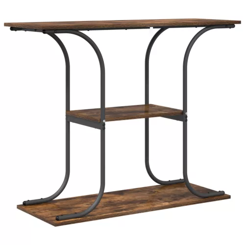  Konzolasztal polcokkal tárolóval Füstölt tölgy 101 x 35 x 80.5 cm Faanyag