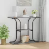  Konzolasztal polcokkal tárolóval Szürke sonoma 101 x 35 x 80.5 cm Faanyag
