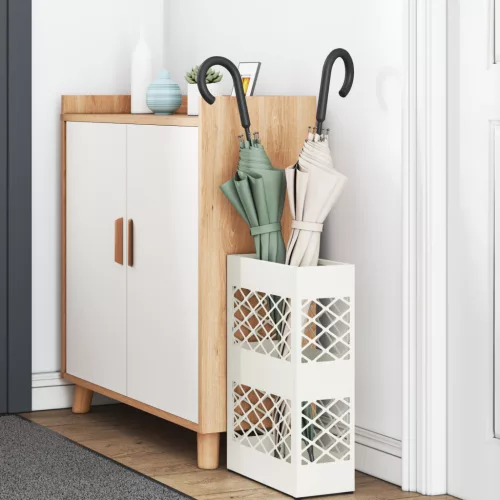  Napernyő Állvány Rács tárolóval Fehér 28 x 12 x 41 cm Acél