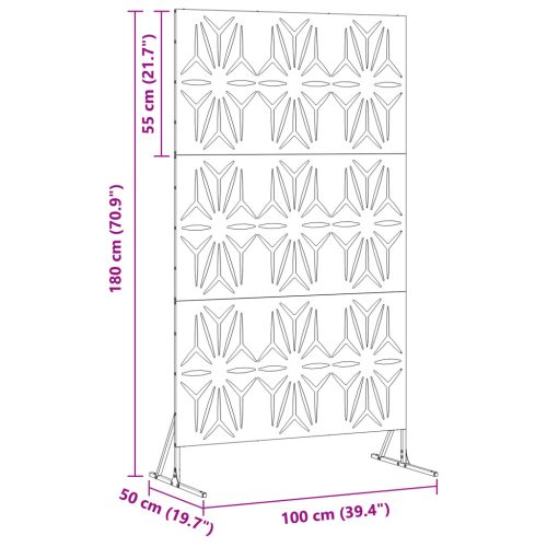  Privát Képernyő - Fekete, 100x50x180 cm, Acél.