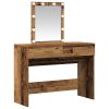  Öltöztetőasztal Tükrökkel és LED Fényekkel Régi Fa Műszaki Fa