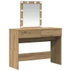  Fésülködőasztal tükörrel és LED-ekkel, Artisan tölgy, rétegelt fa