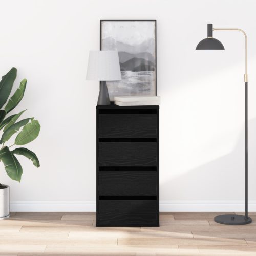  Sarok Fiókos Szekrény Fekete Tölgy 40x41x76 cm Műgyanta