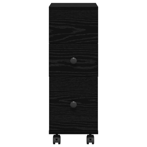  Keskeny Fürdőszoba Szekrény Kerekekkel Fekete Tölgy Mérnöki Fa