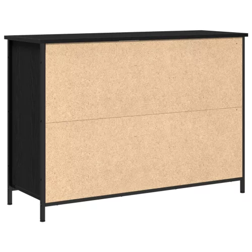  büfé fekete tölgy 100x35x70 cm mérnöki fa és acél