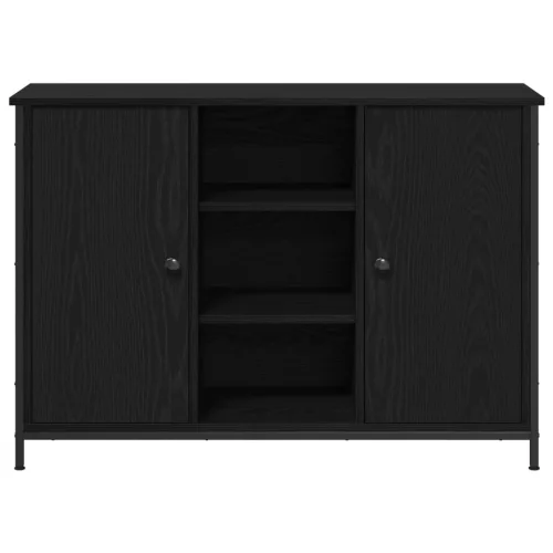  büfé fekete tölgy 100x35x70 cm mérnöki fa és acél