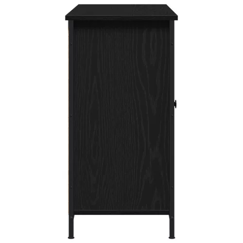  büfé fekete tölgy 100x35x70 cm mérnöki fa és acél