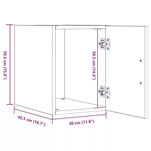  Fali Szekrény Fekete Tölgy 30x42.5x40 cm Szerelt Fa