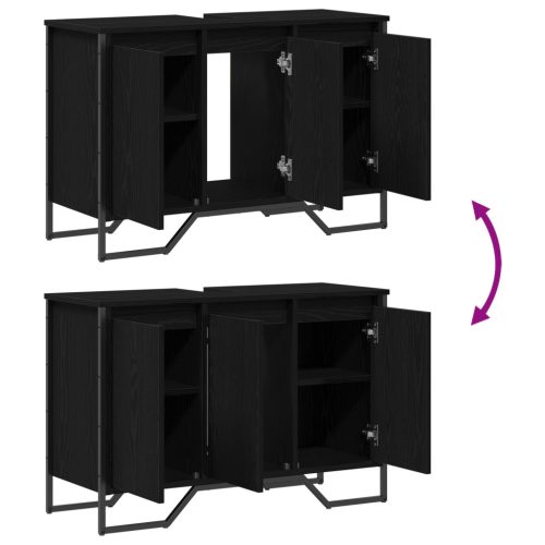  Fürdőszobai mosdószekrény Fekete tölgy 91x35x60 cm Szerelt fa