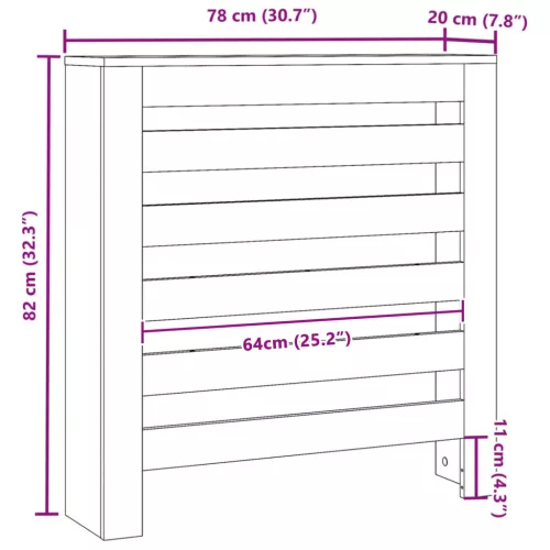  Radiátor takaró Fekete tölgy 78x20x82 cm Mérnökileg megtervezett fa