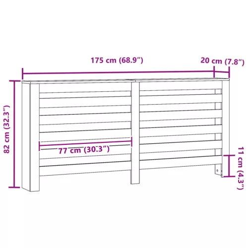  Radiátor Burkolat Fekete Tölgy 175x20x82 cm Kivitelezett Fa