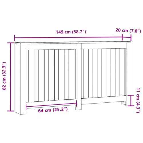  Radiátorfedél Fekete tölgy 149x20x82 cm Mérnöki fa