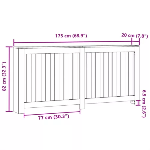  Radiátor Burkolat Fekete tölgy 175x20x82 cm Szerelt fa
