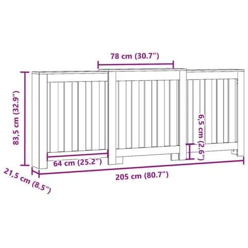  Radiátor Fedél Fekete Tölgy 205x21.5x83.5 cm Mérnöki Fa