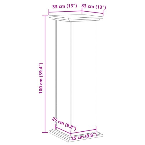  Növényállvány Fekete tölgy 33x33x100 cm Műszaki fa