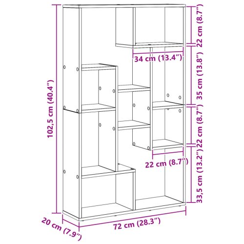  Könyvespolc Műszaki tölgy 72x20x120 cm Műszaki fa