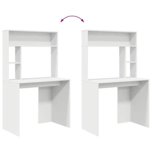  Asztal polcokkal tárolóval Fehér 91 x 50 x 149 cm Faanyag