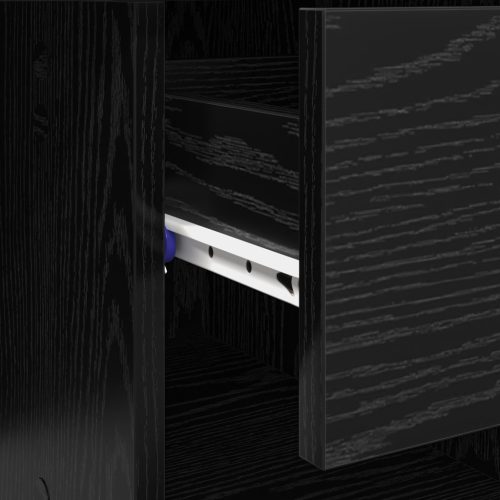  Íróasztal Tárolóval Fekete Tölgy 90x49.5x75 cm Rétegelt fa